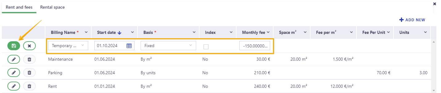 Save billing line