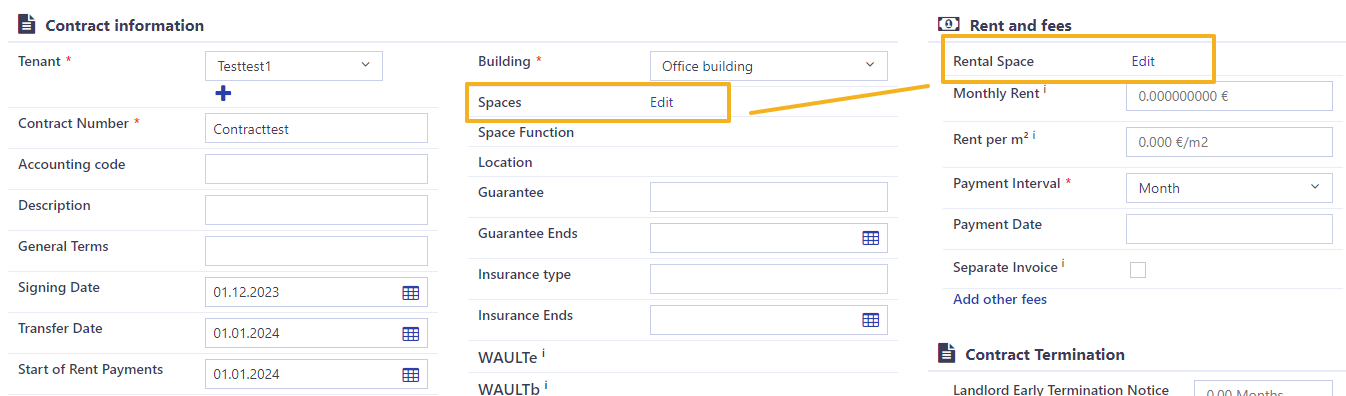 Assign Spaces to Contract