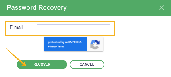 Enter your email and click Recover