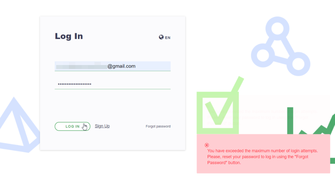 Maximum login attempts error