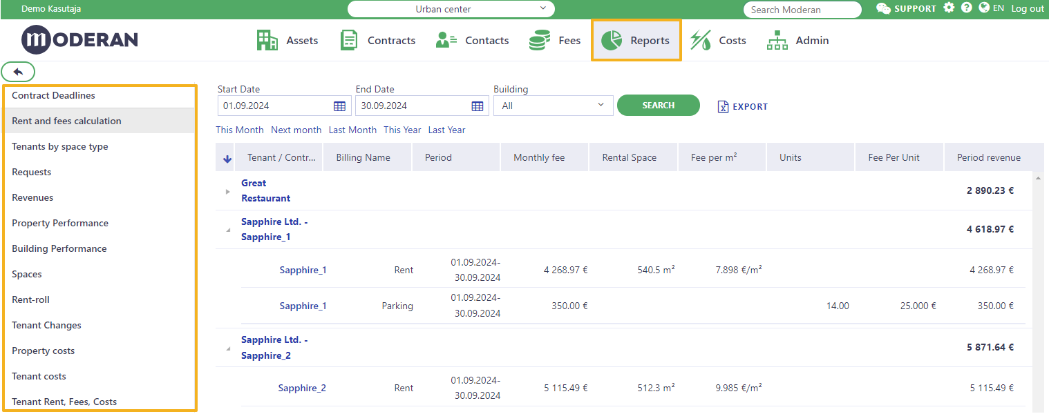 Reports overview
