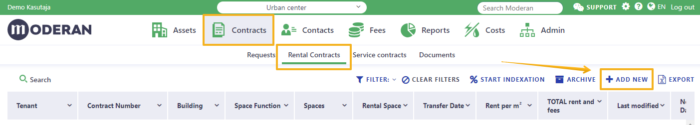 Add Rental Contract